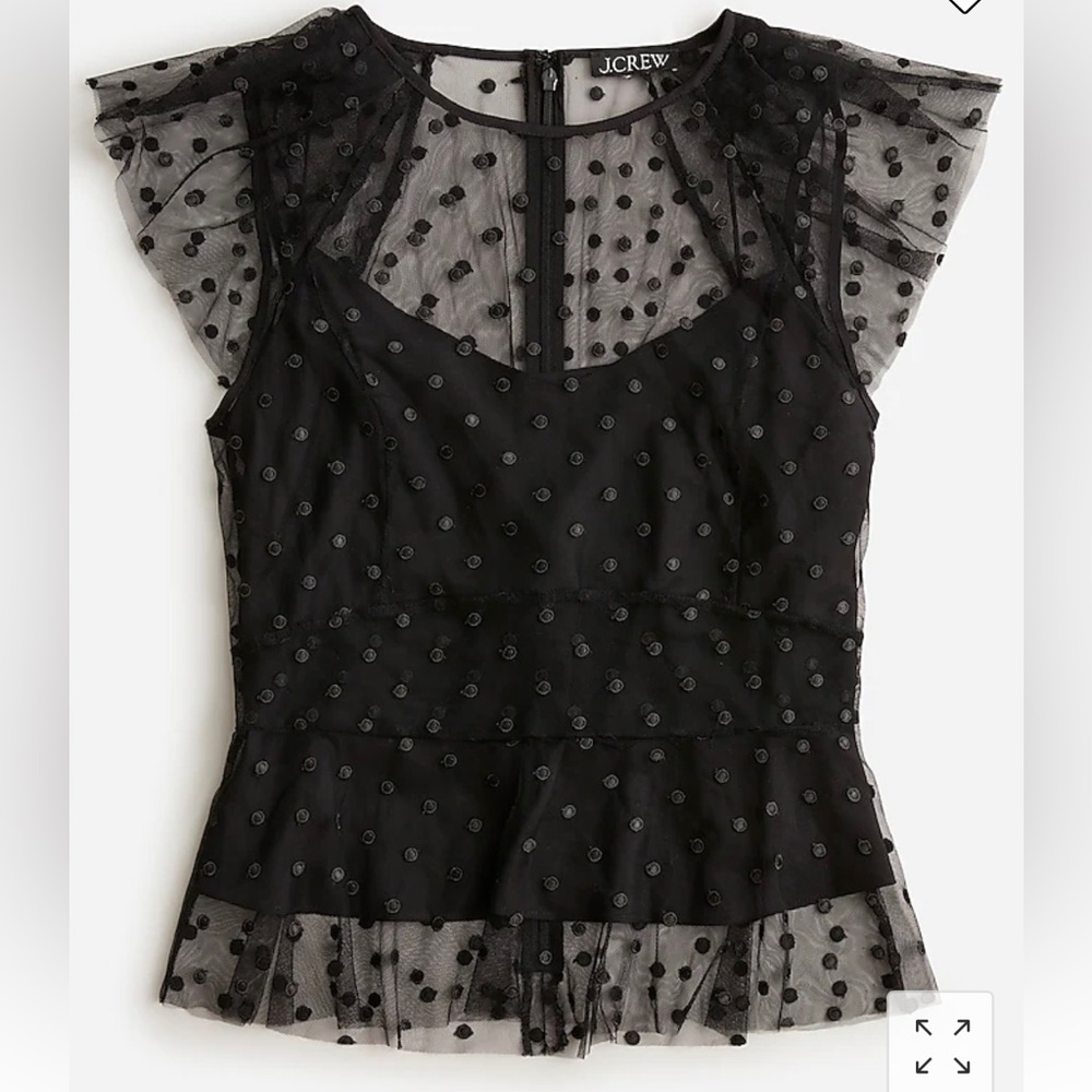 JCrew Cap-sleeve peplum top in dotted tulle